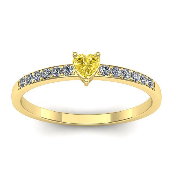 Inel logodna cu safir galben inima