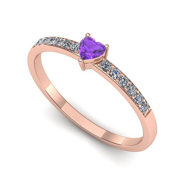 Inel logodna din aur roz cu ametist