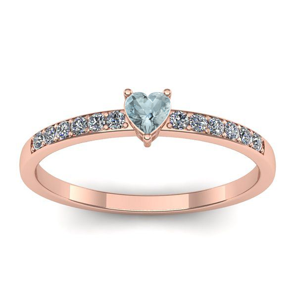 Inel logodna cu aquamarin inima