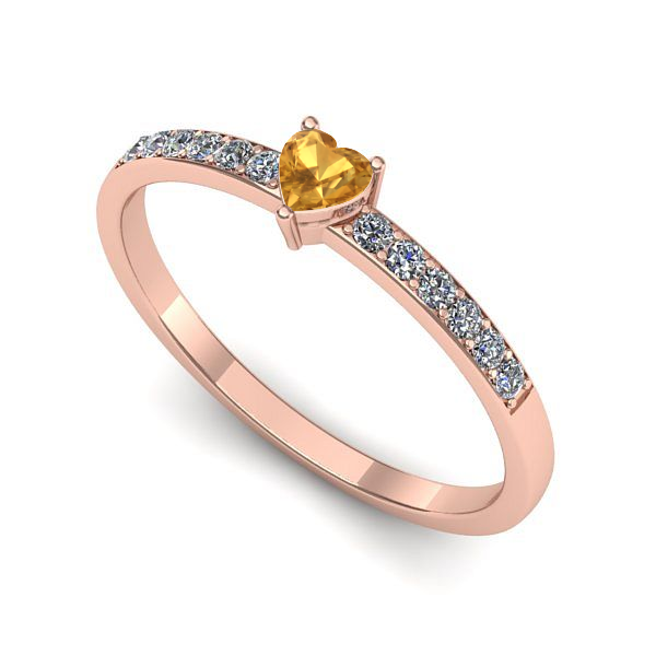 Inel logodna din aur roz cu citrin