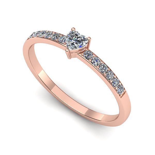 Inel din aur roz cu diamant