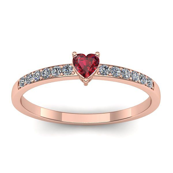 Inel de logodna cu rubin inima