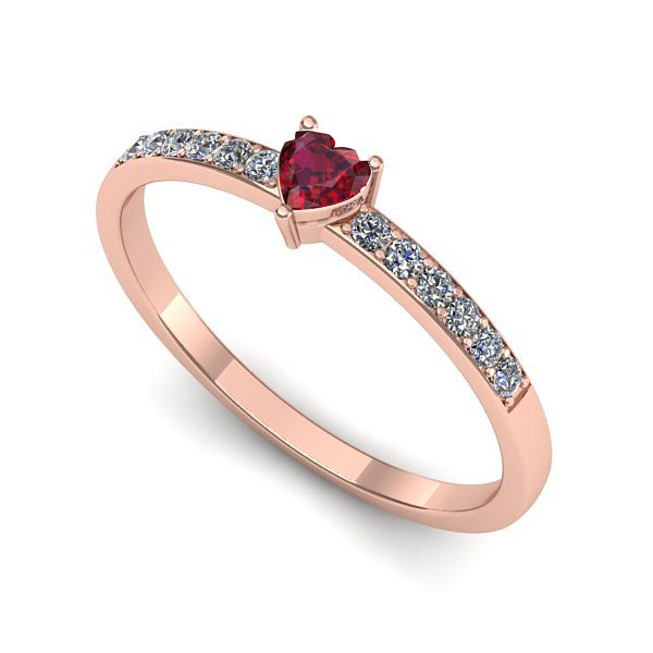 Inel logodna din aur roz cu rubin