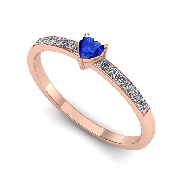 Inel logodna din aur roz cu safir