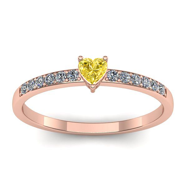 Inel cu safir galben inima