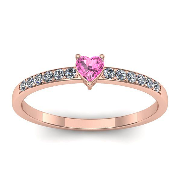 Inel de logodna cu safir roz inima