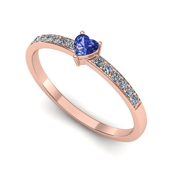 Inel logodna din aur roz cu tanzanit