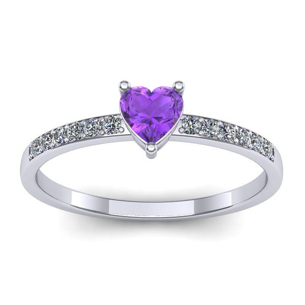 Inel de logodna cu ametist inima