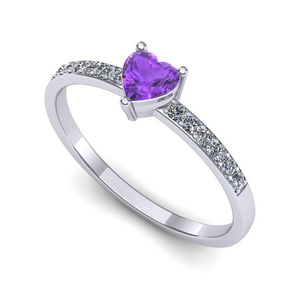 Inel de logodna din aur alb cu ametist