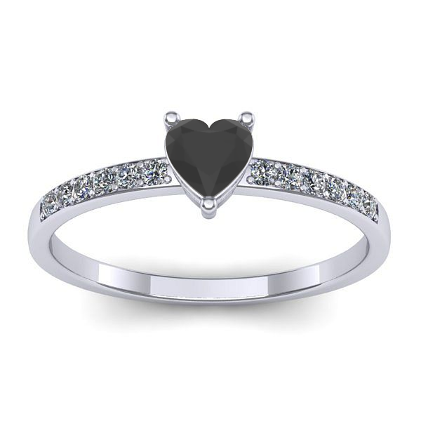 Inel de logodna cu diamant negru inima