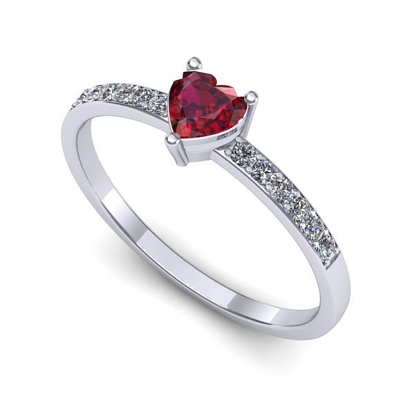 Inel logodna din aur alb cu rubin