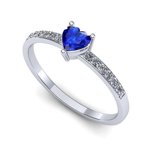 Inel logodna din aur alb cu safir