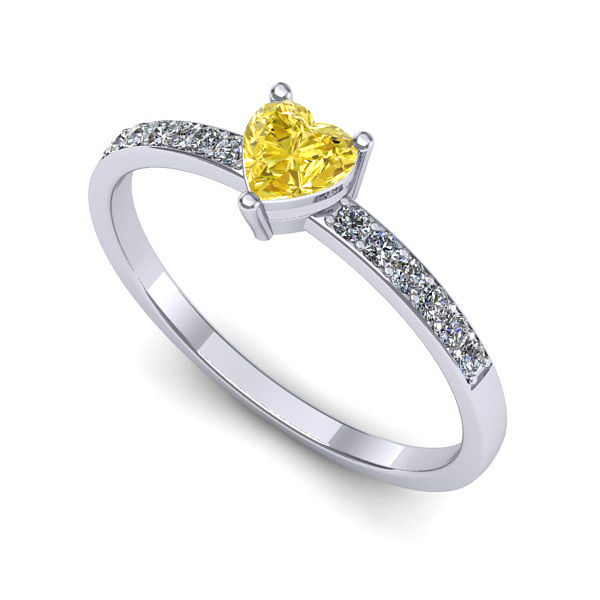 Inel din aur alb cu safir galben