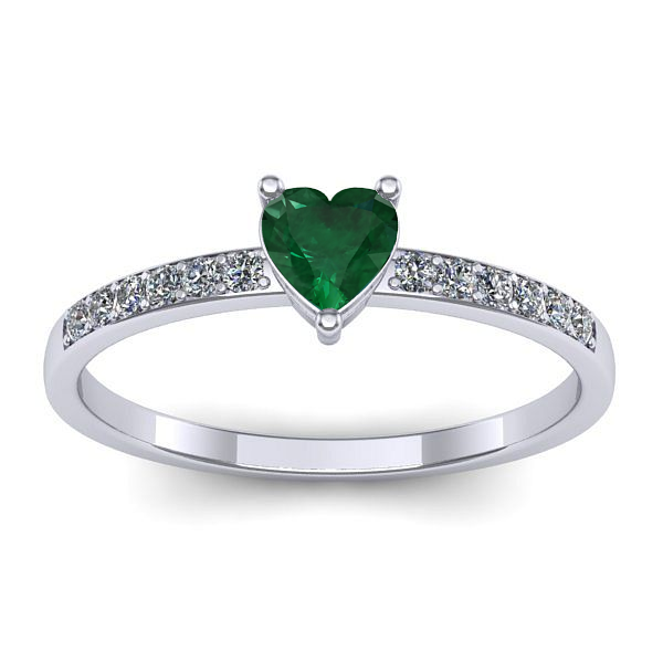 Inel de logodna cu smarald inima