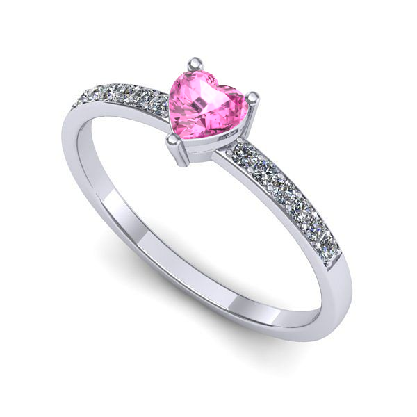 Inel din aur alb cu safir roz