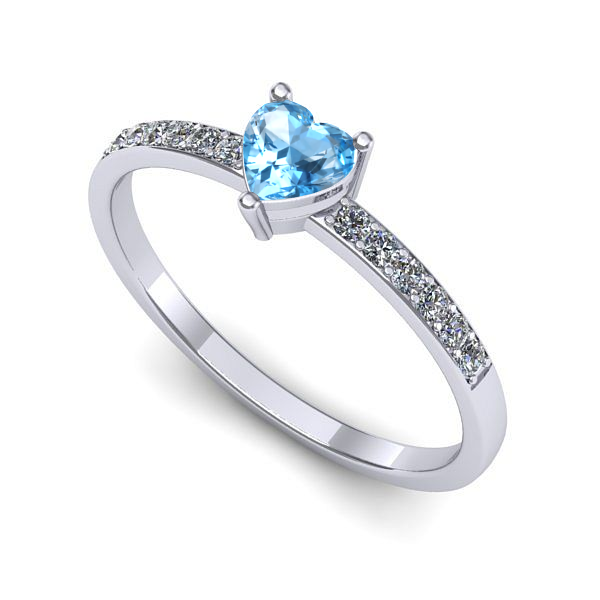 Inel logodna din aur alb cu topaz blue