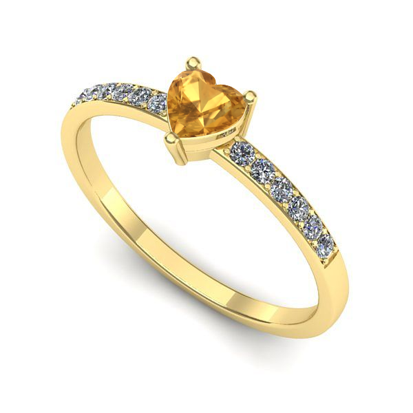 Inel logodna din aur galben cu citrin