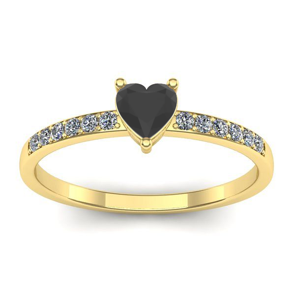 Inel cu diamant negru inima