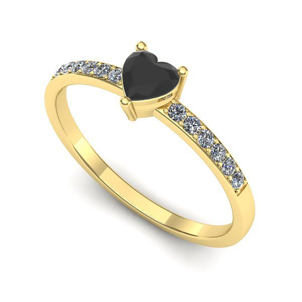 Inel din aur galben cu diamant negru