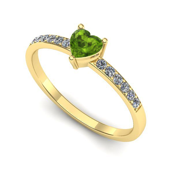 Inel logodna din aur galben cu peridot