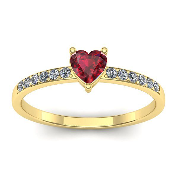 Inel logodna cu rubin inima