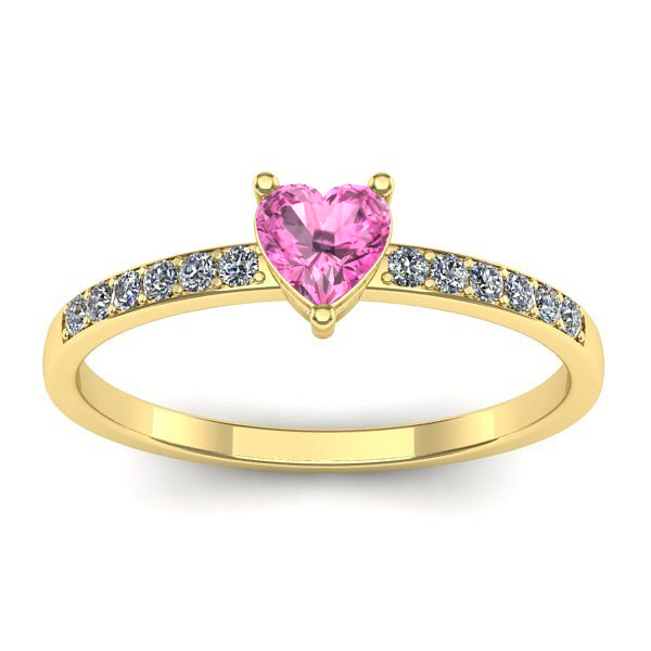 Inel de logodna cu safir roz inima