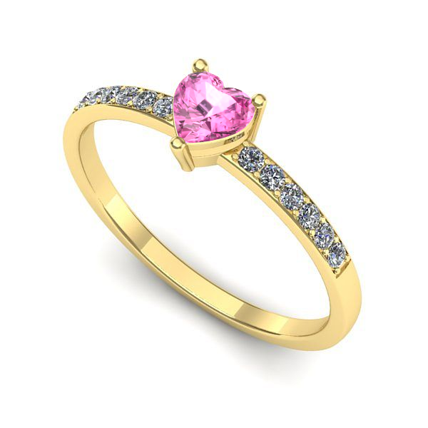 Inel logodna din aur galben cu safir roz