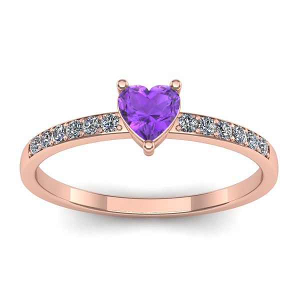 Inel logodna cu ametist inima