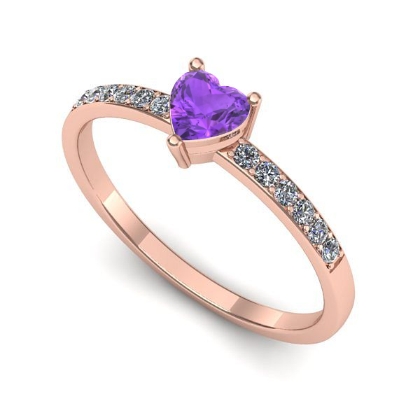 Inel din aur roz cu ametist