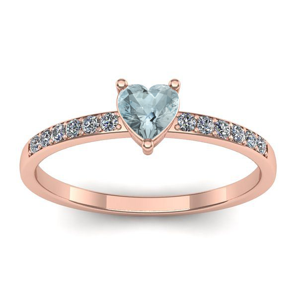 Inel de logodna cu aquamarin inima