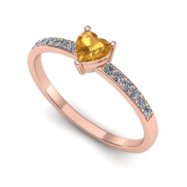 Inel din aur roz cu citrin