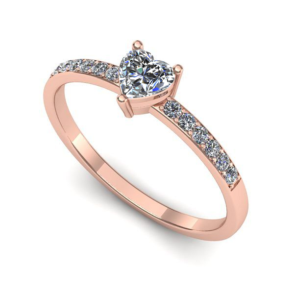 Inel logodna din aur roz cu diamant