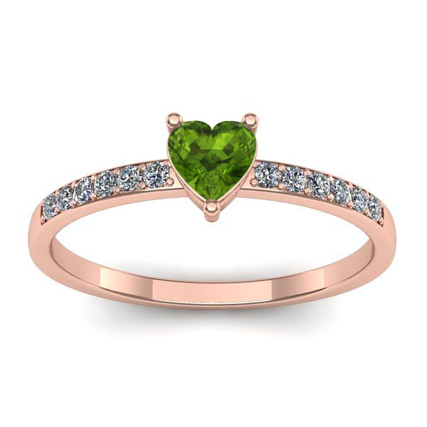 Inel de logodna cu peridot inima