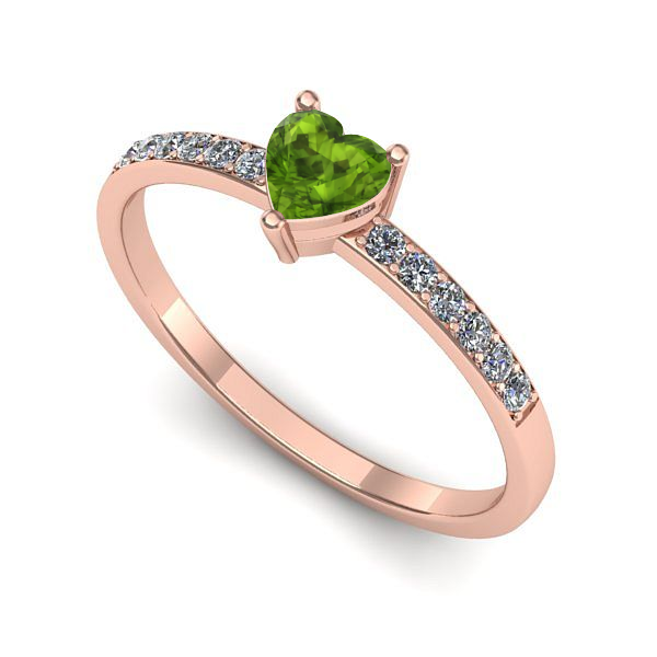 Inel logodna din aur roz cu peridot