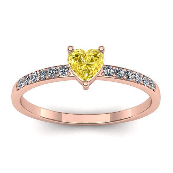 Inel cu safir galben inima