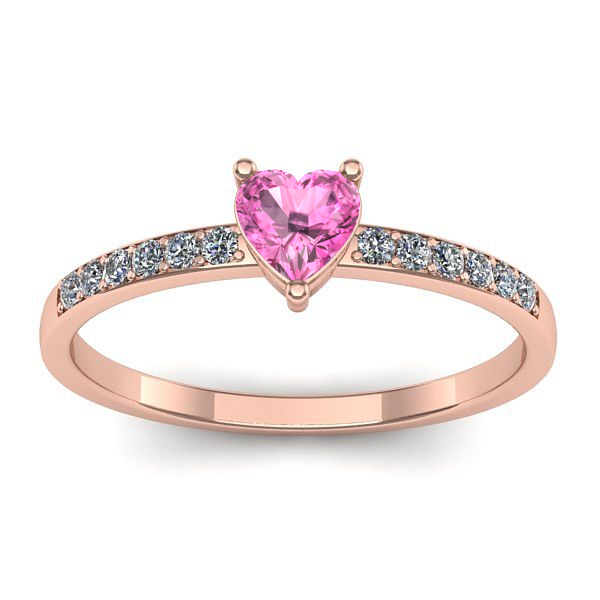 Inel logodna cu safir roz inima