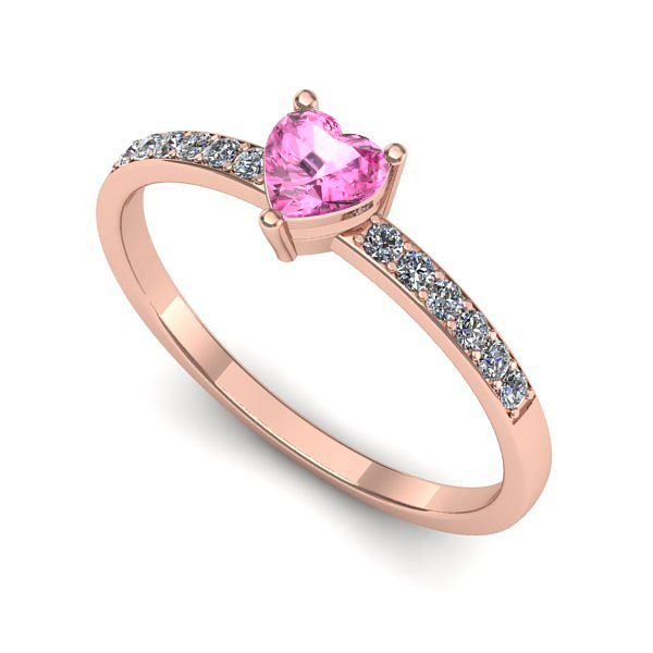 Inel logodna din aur roz cu safir roz