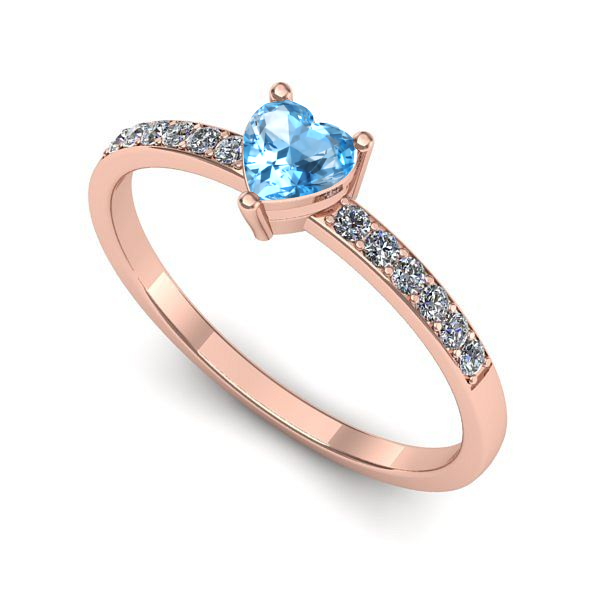 Inel din aur roz cu topaz blue