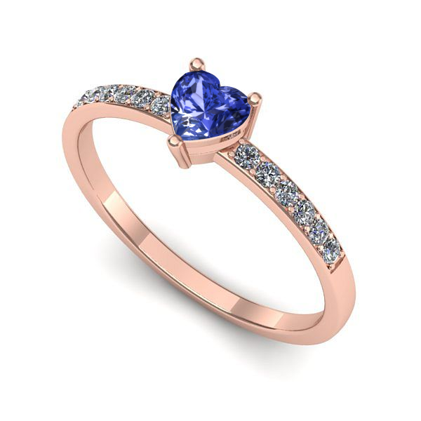 Inel din aur roz cu tanzanit