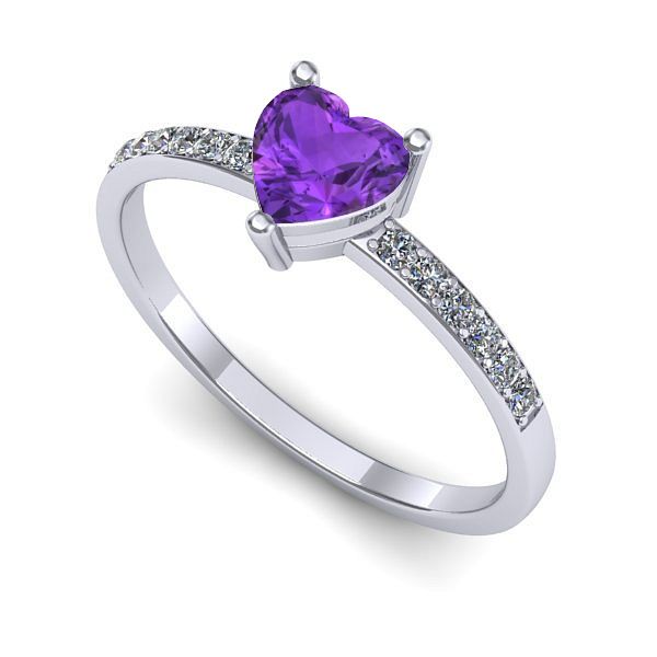 Inel din aur alb cu ametist