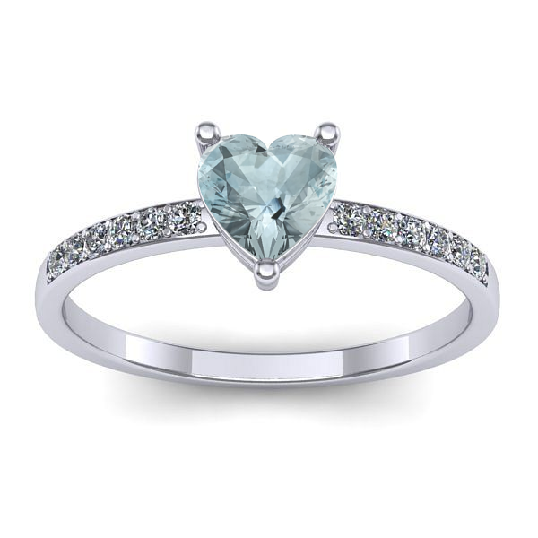 Inel de logodna cu aquamarin inima