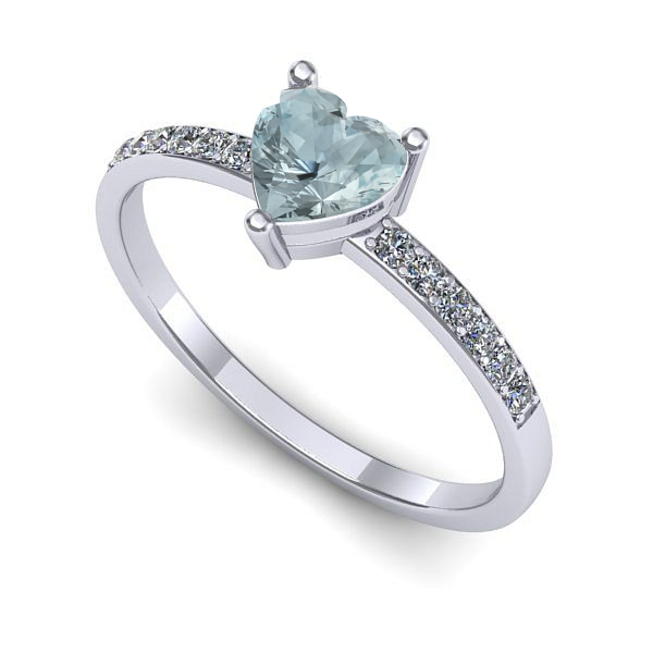 Inel din aur alb cu aquamarin