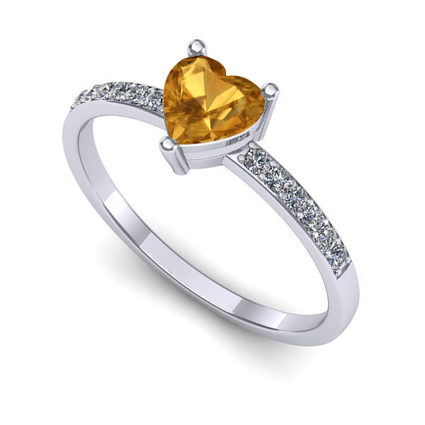 Inel de logodna din aur alb cu citrin