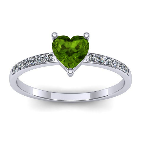 Inel de logodna cu peridot inima