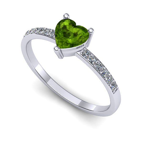 Inel de logodna din aur alb cu peridot