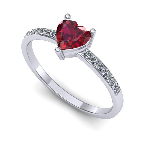 Inel de logodna din aur alb cu rubin