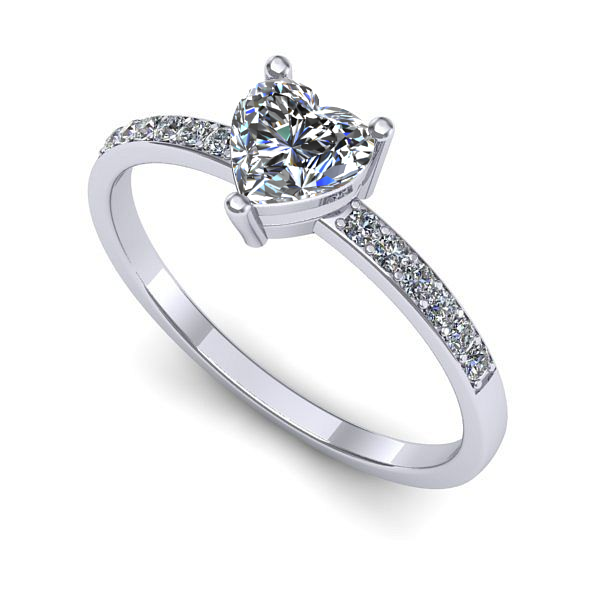 Inel din aur alb cu diamant de laborator