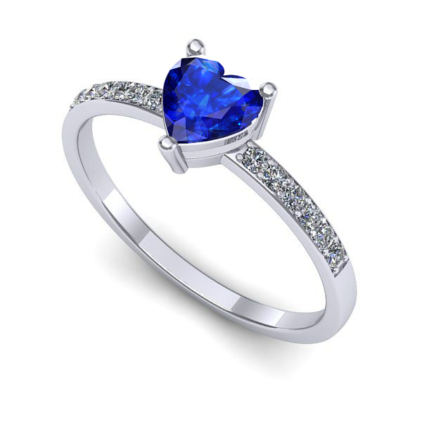 Inel logodna din aur alb cu safir