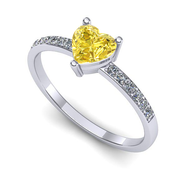 Inel de logodna din aur alb cu safir galben