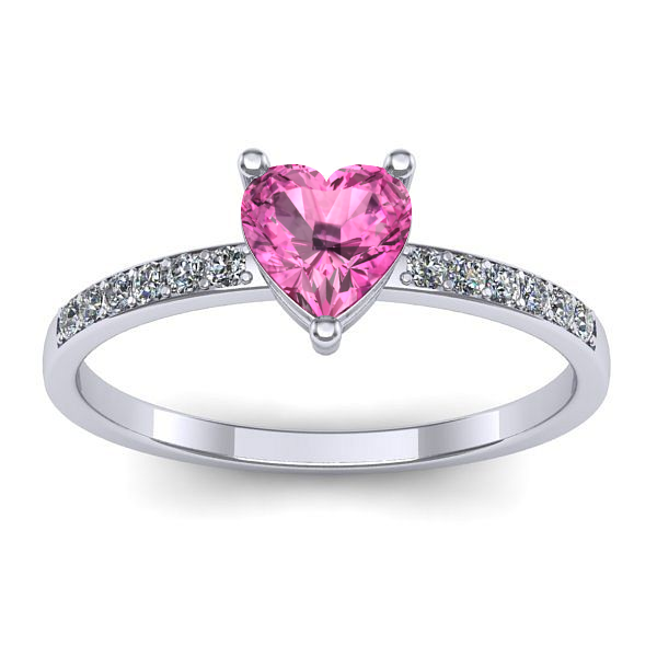 Inel de logodna cu safir roz inima